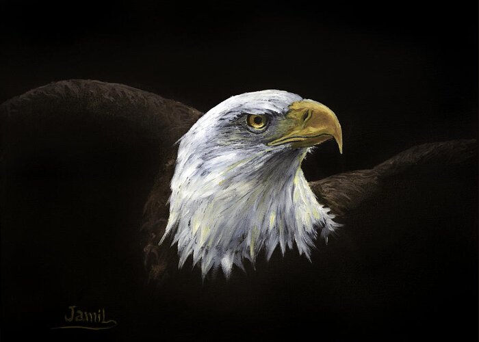 All American Greeting Card featuring the painting All American by Jamil Alkhoury