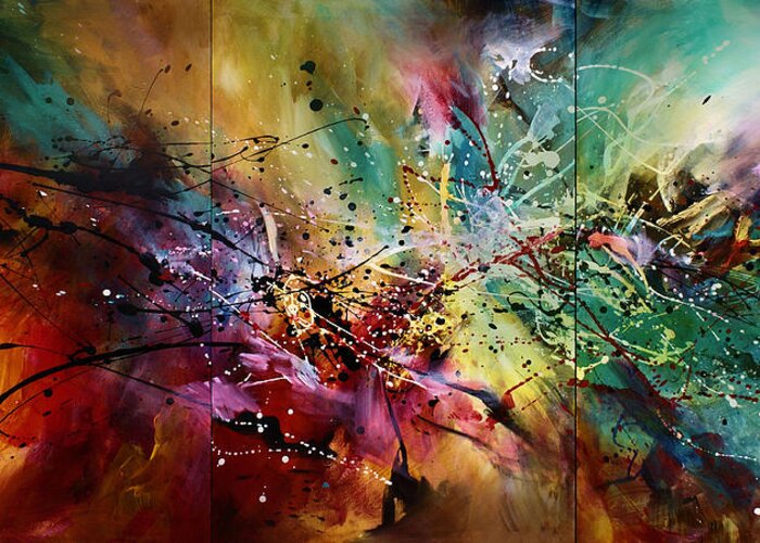Abstract Art Greeting Card featuring the painting 'All at Once' by Michael Lang