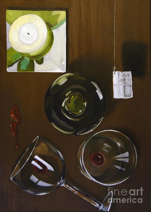 Wine Glasses Greeting Card featuring the painting All Looked Fine From Our Perspective by James Lavott