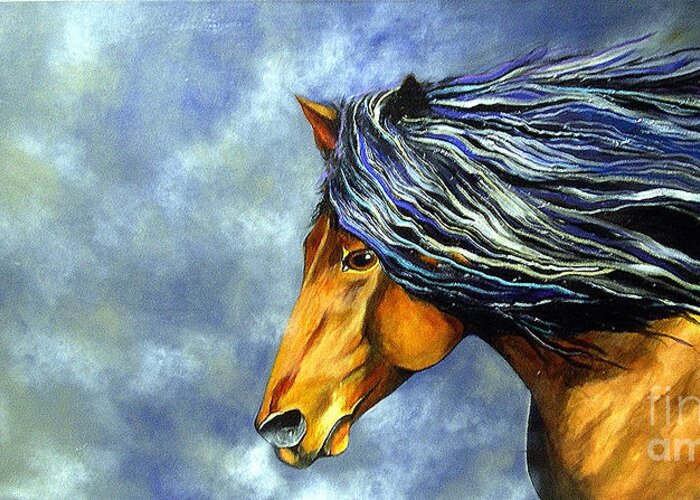 Equine Greeting Card featuring the painting Almanzors Glissando by Alison Caltrider