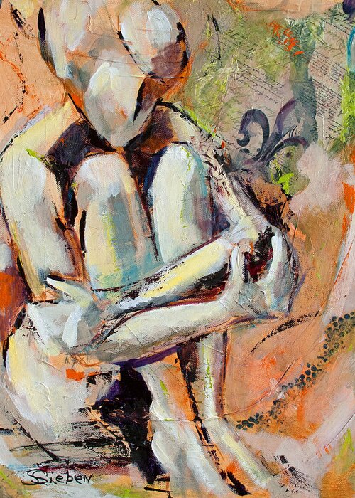 Nude Greeting Card featuring the painting Almost by Sharon Sieben