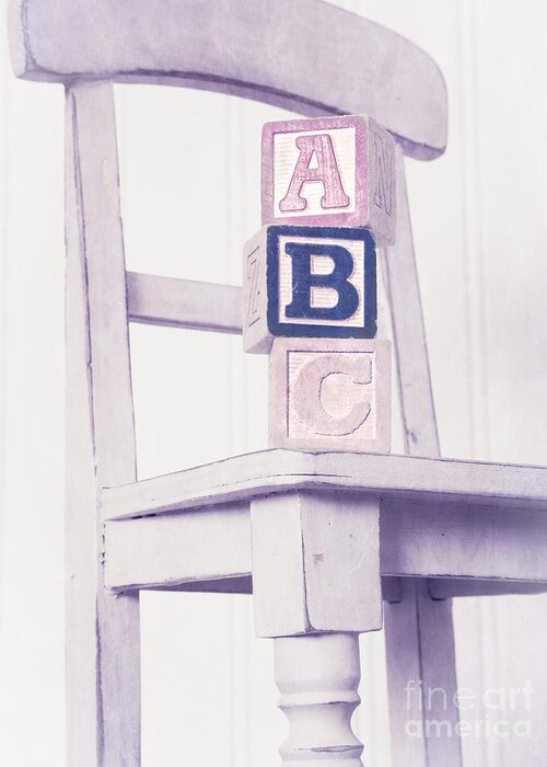 Chair Greeting Card featuring the photograph Alphabet Blocks Chair by Edward Fielding