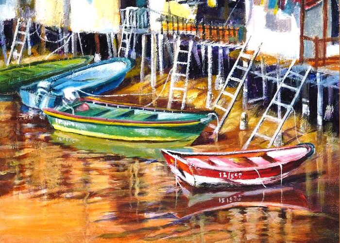 Boat Greeting Card featuring the painting Always ready by Betty M M Wong