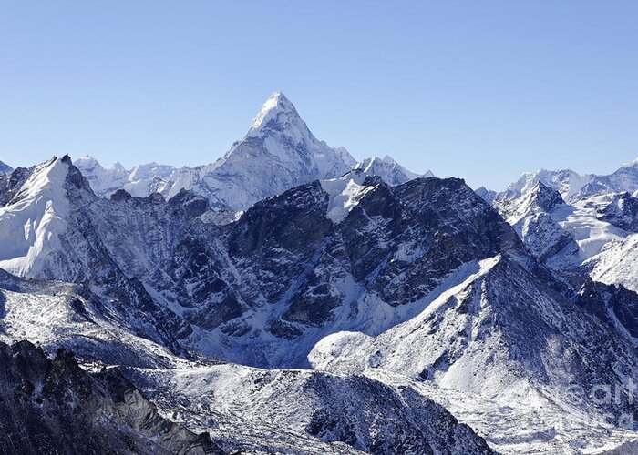 Ama Dablam Greeting Card featuring the photograph Ama Dablam mountain seen from the summit of Kala Pathar in the Everest Region of Nepal by Robert Preston