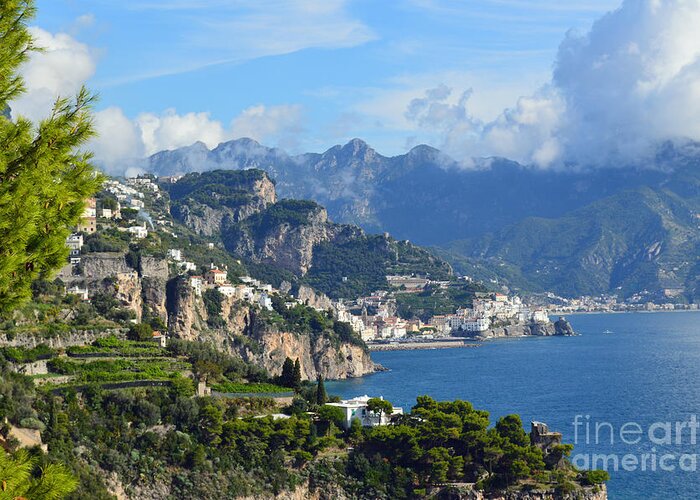 Scenic Photo Greeting Card featuring the photograph Amalfi Coast by Nancy Bradley