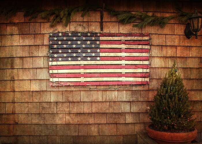 Flag Greeting Card featuring the photograph American Christmas by Cathy Kovarik