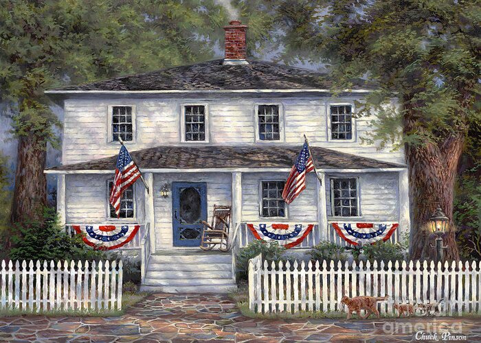 Partriotic Greeting Card featuring the painting American Roots by Chuck Pinson