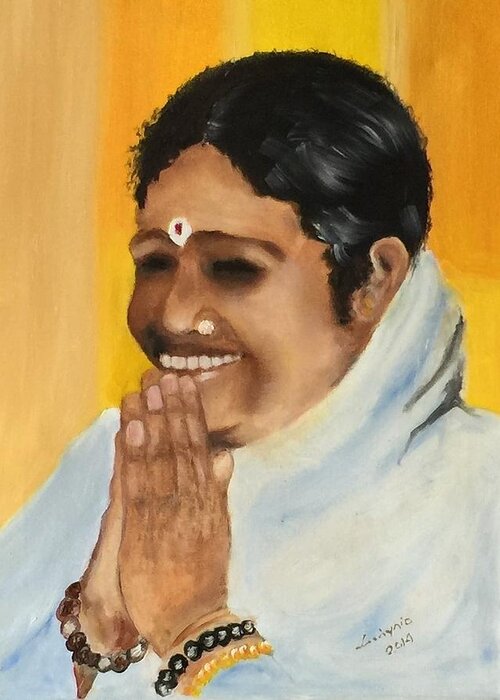 Art Greeting Card featuring the painting Amma by Ryszard Ludynia