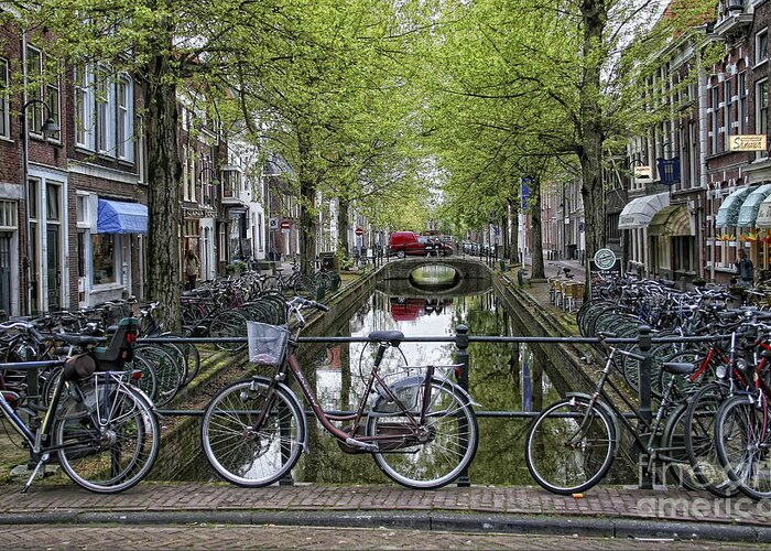 Bikes Greeting Card featuring the photograph Amsterdam Bicycles by Timothy Hacker