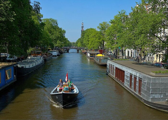 Amsterdam Greeting Card featuring the photograph Amsterdam Canal Scene by Steven Richman
