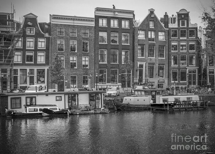 Amsterdam Greeting Card featuring the photograph Amsterdam in black and white by Patricia Hofmeester