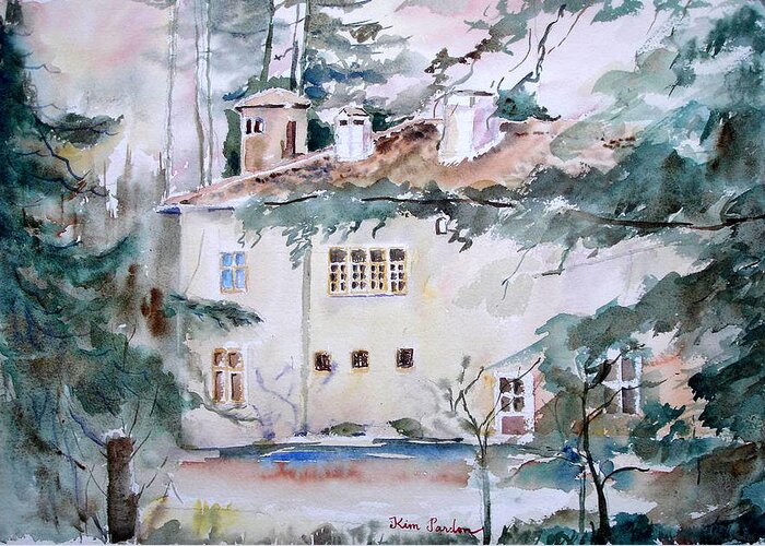 Ancien House Greeting Card featuring the painting An Ancien House at Ecully by Kim PARDON