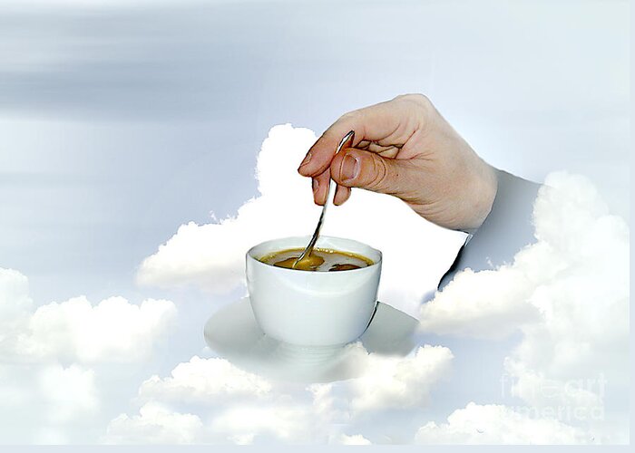 Angel Greeting Card featuring the photograph An Angel Takes a Coffee Break by Larry Mulvehill