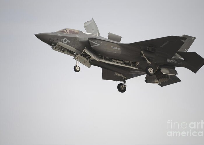 Military Greeting Card featuring the photograph An F-35b Lightning II Joint Strike by Stocktrek Images