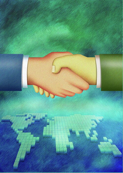 Corporate Business Greeting Card featuring the digital art An Illustration Of Handshake by Visage