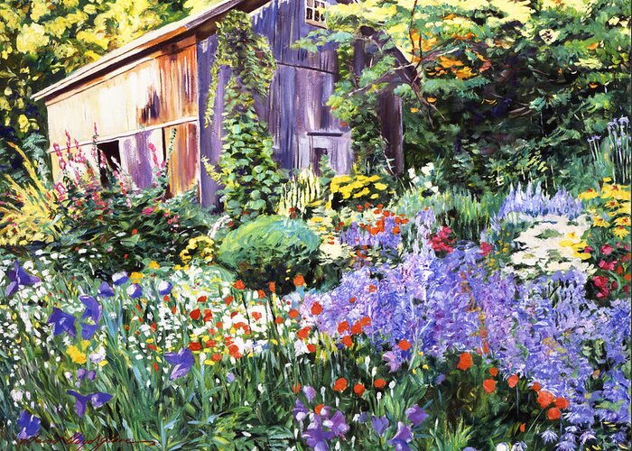 Gardenscape Greeting Card featuring the painting An Impressionist Garden by David Lloyd Glover