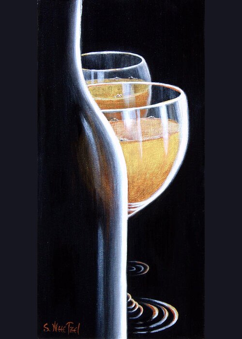 Wine Goblet Greeting Card featuring the painting An Indecent Proposal by Sandi Whetzel