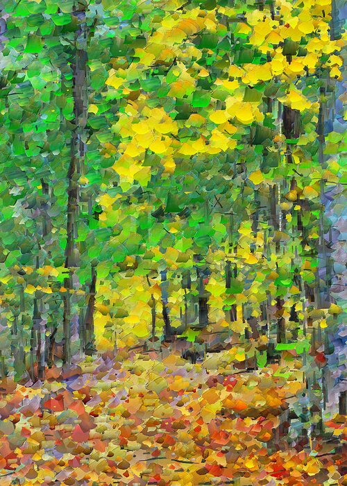 Frick Park Greeting Card featuring the digital art An October Walk in the Woods. 1 by Digital Photographic Arts
