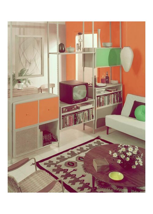 Dec-erector Greeting Card featuring the photograph An Orange Living Room by Haanel Cassidy