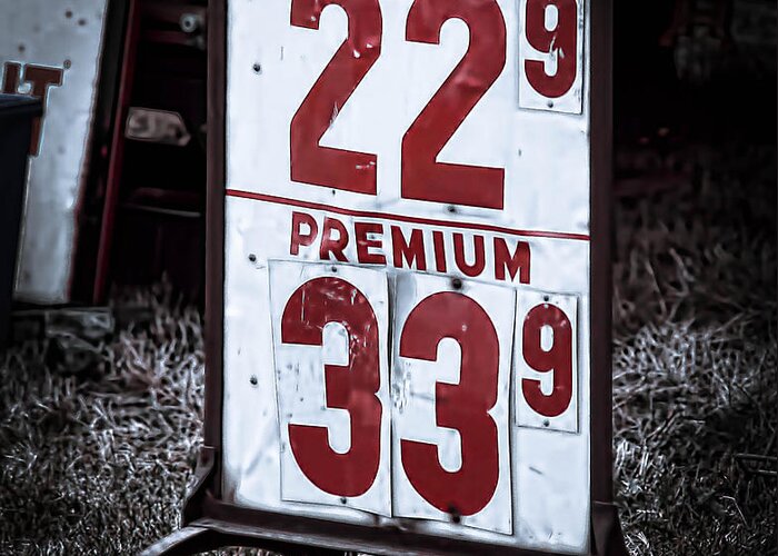Nostalgic Greeting Card featuring the photograph Ancient Gas Prices by Jim Lepard