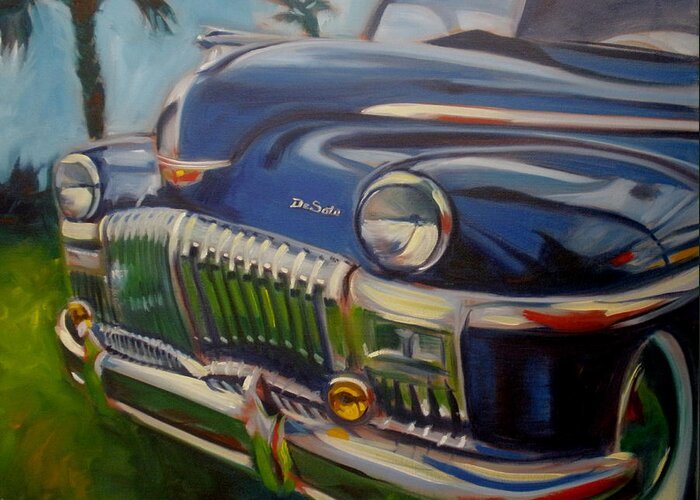 Old Car Greeting Card featuring the painting And now for something completely different by Kaytee Esser