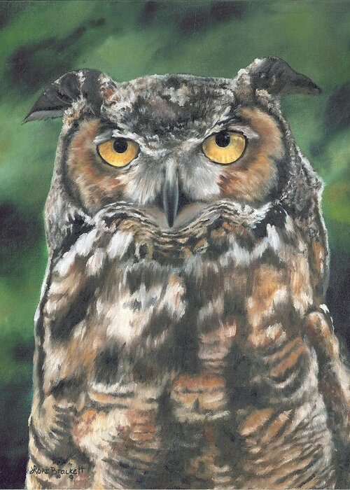 Owl Greeting Card featuring the painting And You Were Saying by Lori Brackett