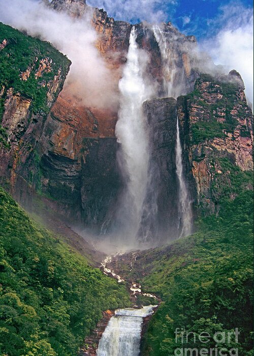 Angel Falls Greeting Card featuring the photograph Angel Falls in Venezuela by Dave Welling
