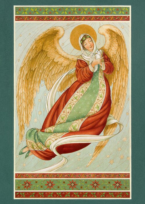 Angel Greeting Card featuring the painting Angel in Green Slippers by Lynn Bywaters