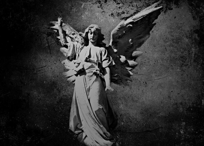 Angel Greeting Card featuring the photograph Angel of Death BW by David Dehner