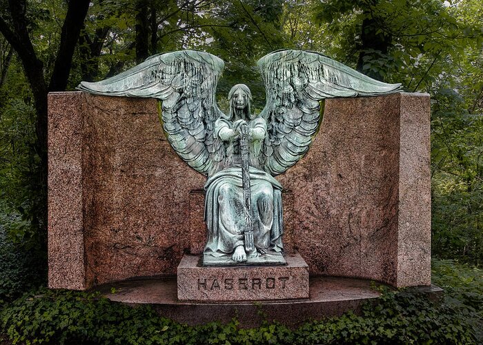 Cemetery Greeting Card featuring the photograph Angel of Death Lake View Cemetery by Tom Mc Nemar