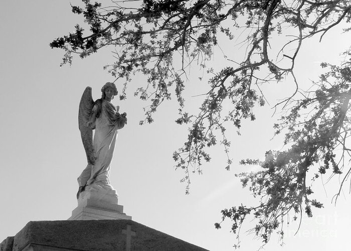 Angel Statue Greeting Card featuring the photograph Angel of Faith by Elizabeth Fontaine-Barr