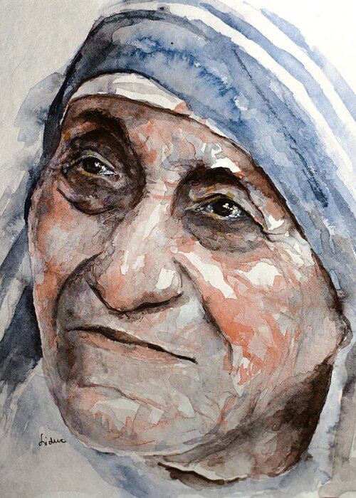 Mother Theresa Greeting Card featuring the painting Angel of God by Laur Iduc