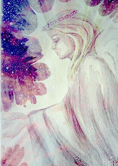 Angel Greeting Card featuring the painting Angel of Mercy 2 by Leanne Seymour
