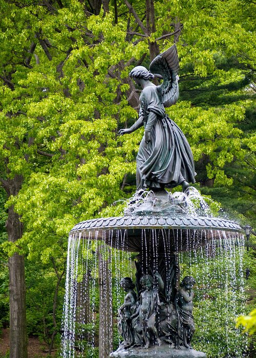 Bethesda Fountain Greeting Card featuring the photograph Angel of the Waters by Cornelis Verwaal