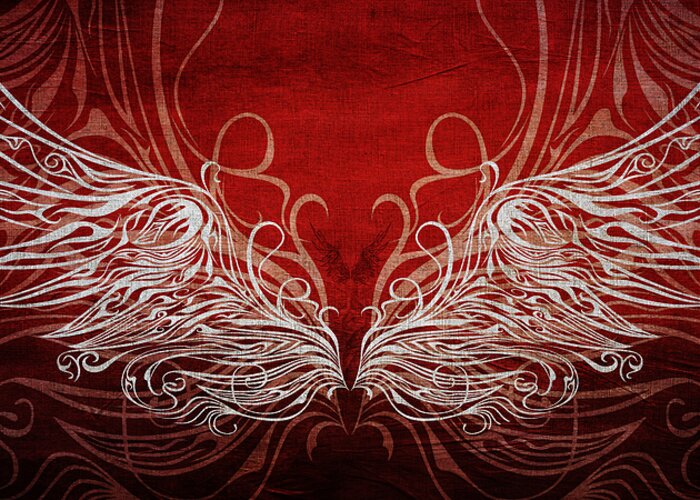 Wing Greeting Card featuring the digital art Angel Wings Crimson by Angelina Tamez