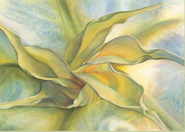Angel's Trumpet Greeting Card featuring the painting Angel's Pirouette by Sandy Haight