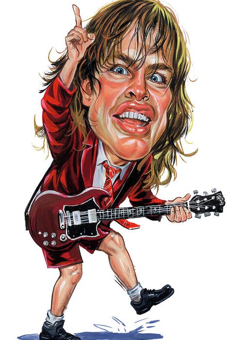 Angus Young Greeting Card featuring the painting Angus Young by Art 