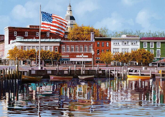 Annapolis Greeting Card featuring the painting Annapolis MD by Guido Borelli