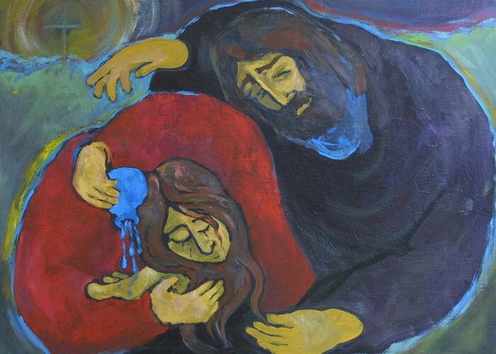 Anointing the Feet of Jesus Painting by Ann Lukesh