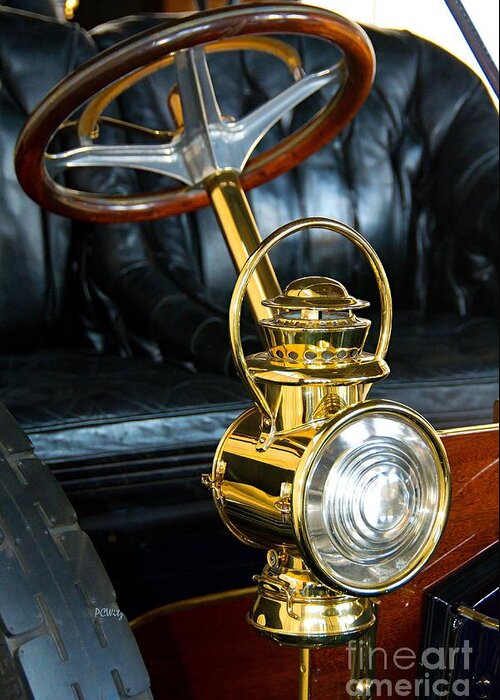 Antique Auto Oil Light Greeting Card featuring the photograph Antique Auto Oil Light by Patrick Witz