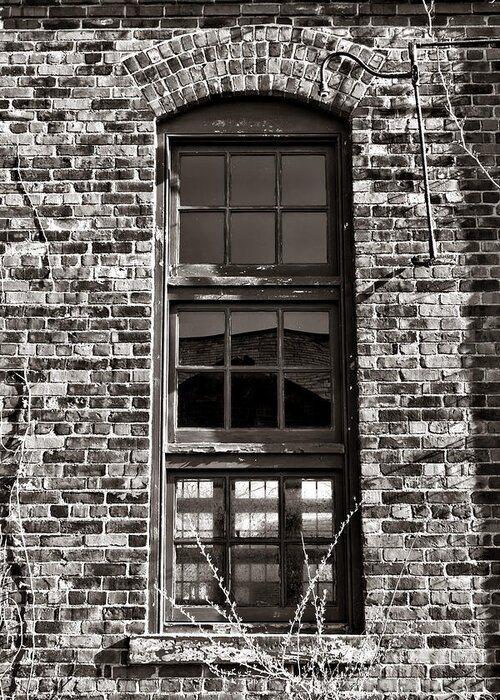 Window Greeting Card featuring the photograph Antique Factory Window by Olivier Le Queinec