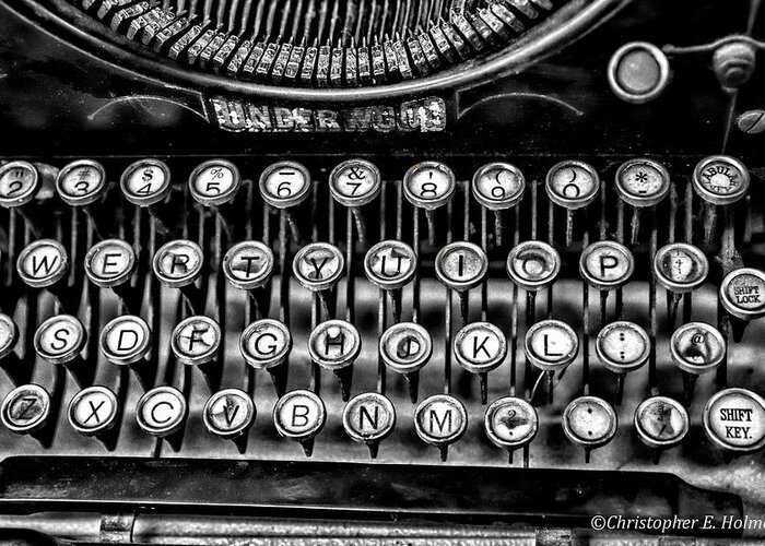 Christopher Holmes Photography Greeting Card featuring the photograph Antique Keyboard - BW by Christopher Holmes