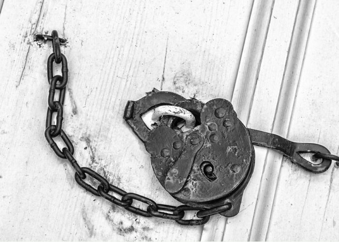 White Greeting Card featuring the photograph Antique Lock by Gary Slawsky