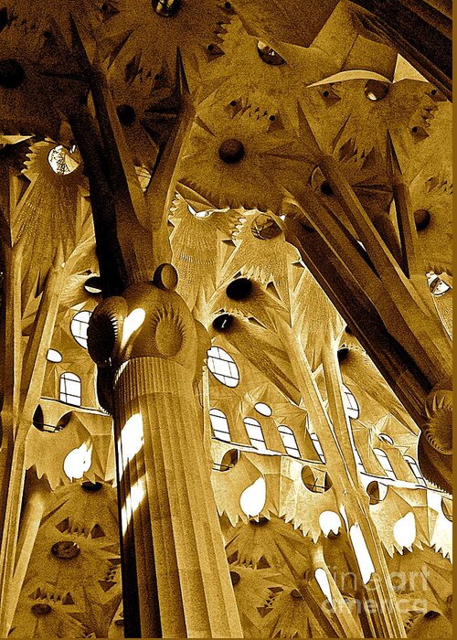 Sagrada Familia Photo Prints Greeting Card featuring the digital art Antoni Gaudi rythmes  by Delona Seserman