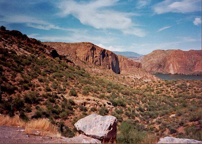 Apache Trail Greeting Card featuring the photograph Apache Lake Arizona by Connie Fox
