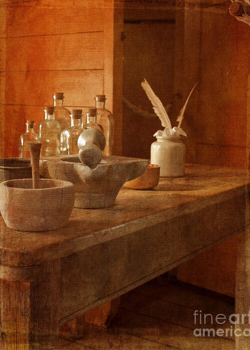Still Life Greeting Card featuring the photograph Apothecary Bottles HMS Victory by Terri Waters