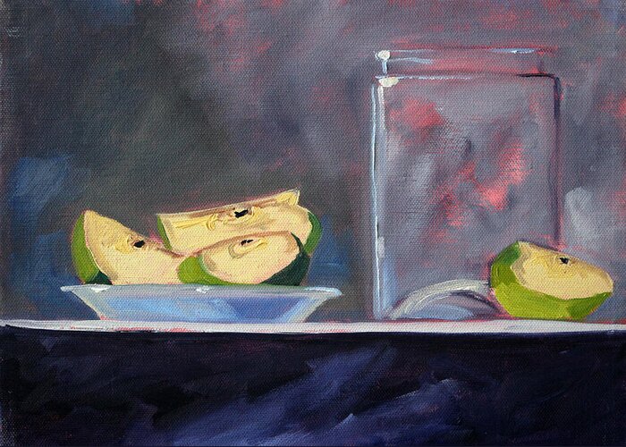 Apple Still Life Painting Greeting Card featuring the painting Apple Snack by Nancy Merkle