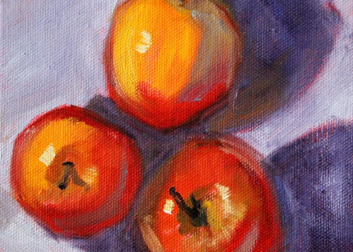 Fruit Greeting Card featuring the painting Apples by Nancy Merkle