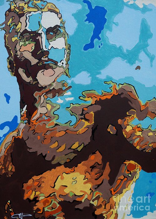 Aquaman Greeting Card featuring the painting Aquaman - Reflections by Kelly Hartman