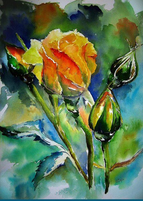 Flower Greeting Card featuring the painting Aquarelle by Elise Palmigiani